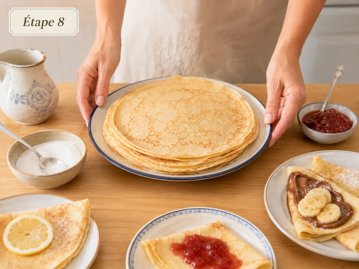 Crêpes chaudes empilées et prêtes à être garnies